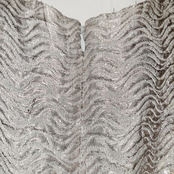 Jessica Howard silver metallic sleeveless beaded waist sheath dress size 10P - Picture 7 of 8